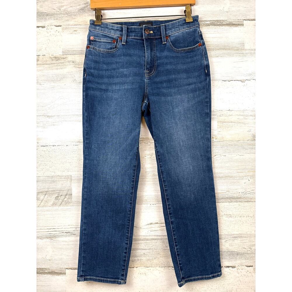 Talbots Womens 2 Petite Blue Modern Straight High Rise Ankle Denim Casual Jeans